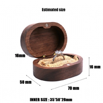 Portable black walnut wood jewelry ring necklace collection box vintage small wood engagement gifts
