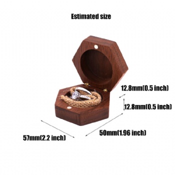 hexagon Black walnut wood wedding ring box jewelry earring pendant flip box wedding jewelry box