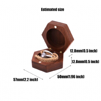  hexagon Black walnut wood wedding ring box jewelry earring pendant flip box wedding jewelry box	