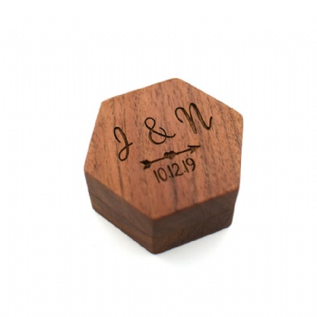  hexagon Black walnut wood wedding ring box jewelry earring pendant flip box wedding jewelry box	