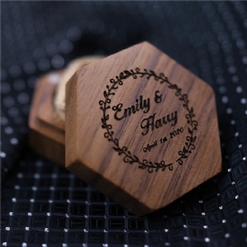  Custom printed engraved LOGO solid wood ring box Black walnut solid wood handmade jewelry box jewelry box ring box	