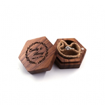  Custom printed engraved LOGO solid wood ring box Black walnut solid wood handmade jewelry box jewelry box ring box	