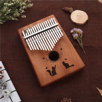  2020 hot sale solid mahogany wood kalimba 17 key finger piano with hammer tuner	