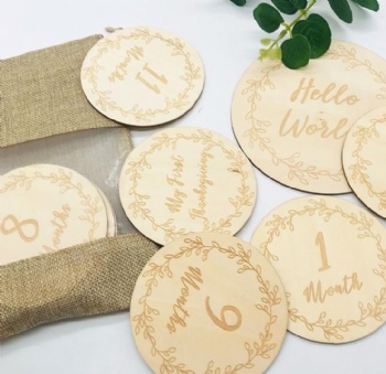 Custom wooden baby milestone card with family love