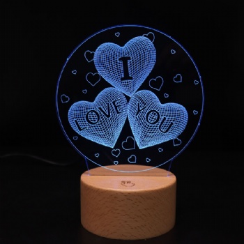  3D DIY usb wooden base square blank framed led acrylic night light	