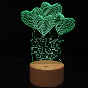  Wooden Base Customization Acrylic 3D Led Night Light Table Lamp Romantic Night Lampe Personalis	