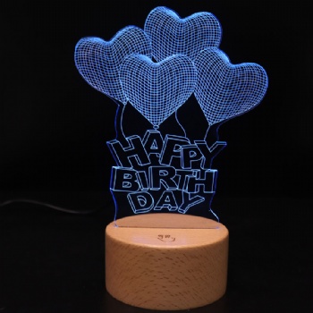  Wooden Base Customization Acrylic 3D Led Night Light Table Lamp Romantic Night Lampe Personalis	