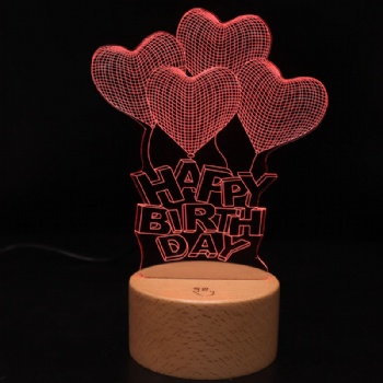  Wooden Base Customization Acrylic 3D Led Night Light Table Lamp Romantic Night Lampe Personalis	