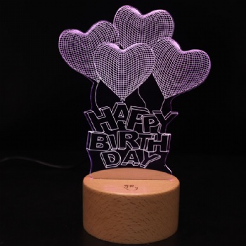  Wooden Base Customization Acrylic 3D Led Night Light Table Lamp Romantic Night Lampe Personalis	