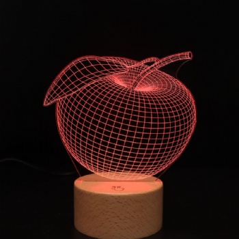  Girls Bedside Lamp LED DIY Wooden Base 3D Night Light	